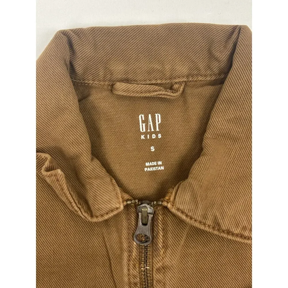 Gap Kids Brown Denim Carpenter Jacket Size S (6/7) Canvas Utility Workwear